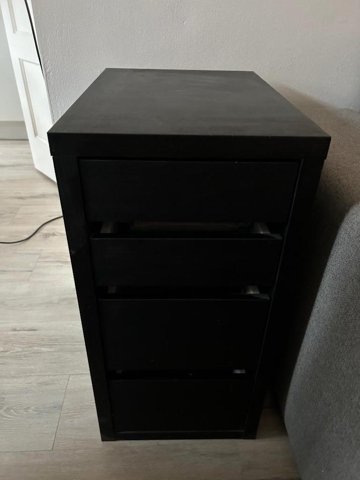 Ladekast / bureaukast IKEA zwart hout, Huis en Inrichting, Kasten | Ladekasten, Zo goed als nieuw, Minder dan 100 cm, 50 tot 100 cm