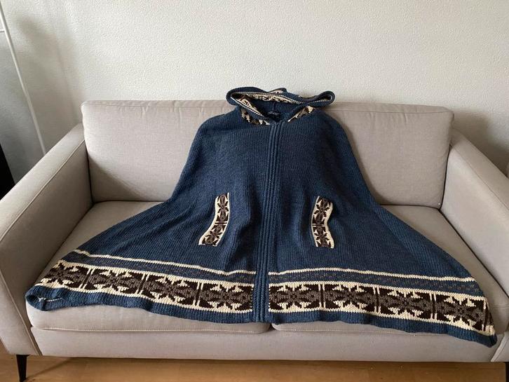 Grote wollen cape met capuchon Seaside Lagoon, petrolblauw, Kleding | Dames, Jassen | Winter, Zo goed als nieuw, Maat 42/44 (L)