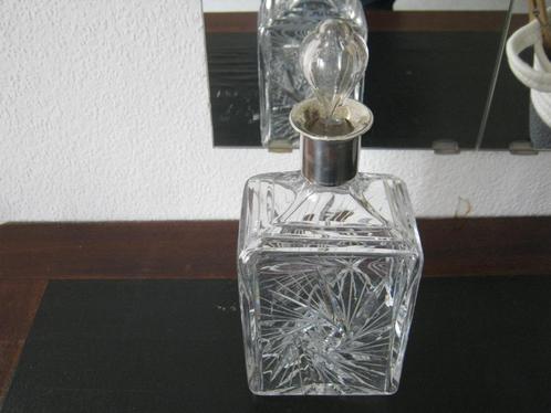 Antiek Kristallen Wisky Karaf met Zilveren Hals, Antiek en Kunst, Antiek | Goud en Zilver, Zilver, Verzenden