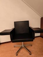 Design stoel, Lensvelt, Zwart leer, Huis en Inrichting, Ophalen, Minder dan 75 cm, Modern, Desing, Zo goed als nieuw