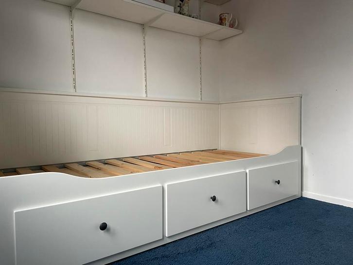 Hemnes Ikea Bedbank 80x200/160x200, inclusief 2 matrassen, Huis en Inrichting, Slaapkamer | Bedden, Gebruikt, Tweepersoons, 80 cm