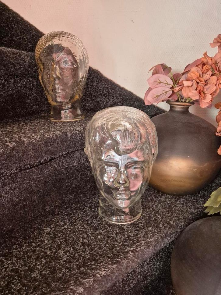 Vintage Glazen Hoofd - Koptelefoon Standaard, Antiek en Kunst, Antiek | Glas en Kristal, Ophalen