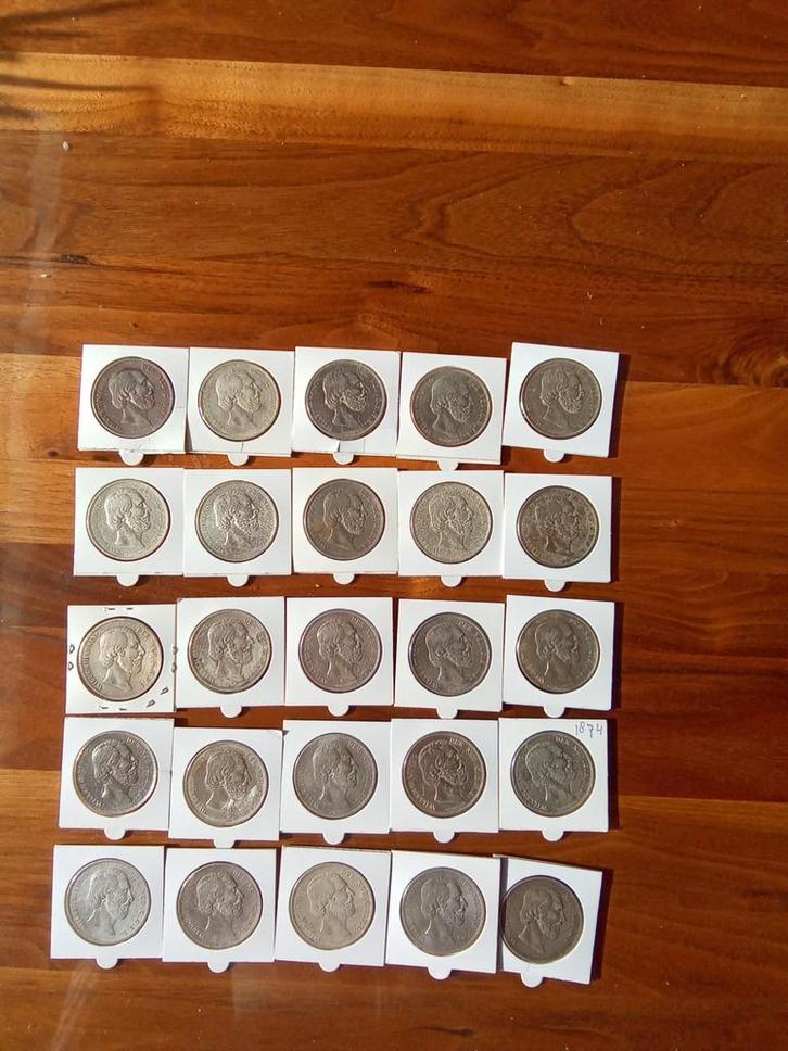 partij 25 rijksdaalders willem 3 lot 2,5 2 1/2 gulden, Postzegels en Munten, Munten | Nederland, Setje, 2½ gulden, Koning Willem III