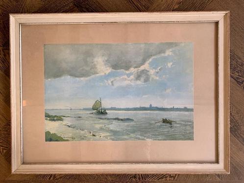 Plaat ingelijst Mijndert van den Berg Zicht op Gorinchem, Antiek en Kunst, Kunst | Schilderijen | Klassiek, Ophalen of Verzenden