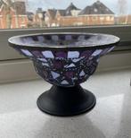 retro waxinelicht houder glas mozaïek, houten lantaarn rond, Overige materialen, Overige kleuren, Ophalen of Verzenden, Zo goed als nieuw