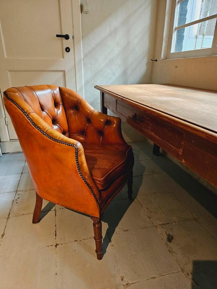 Antiek Frans Bureau met lade of lange eettafel, tafel hout., Huis en Inrichting, Fauteuils, Gebruikt, Hout, 100 tot 125 cm, Minder dan 75 cm