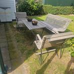 teakhout met smeedijzer, Tuin en Terras, Ophalen, Gebruikt, Teakhout