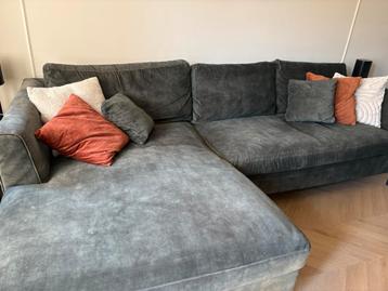 Groene velvet hoekbank