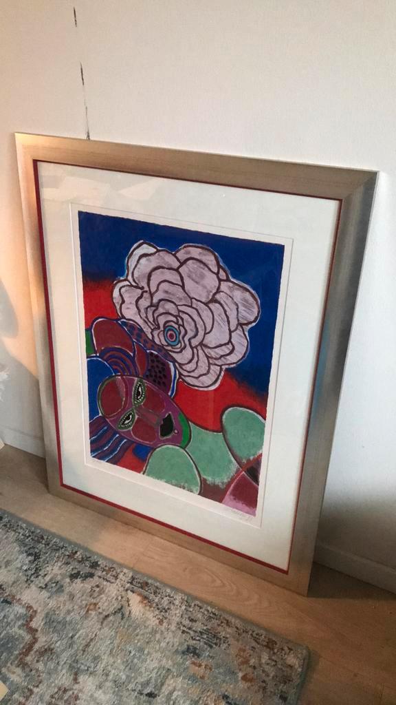 Corneille Mounira  à la Fleur zeefdruk, Antiek en Kunst, Kunst | Schilderijen | Abstract, Ophalen of Verzenden