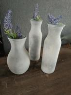 3 blauwe vaasjes Intratuin 15 en 20 cm hoog met dienblad, Huis en Inrichting, Woonaccessoires | Vazen, Blauw, Ophalen of Verzenden