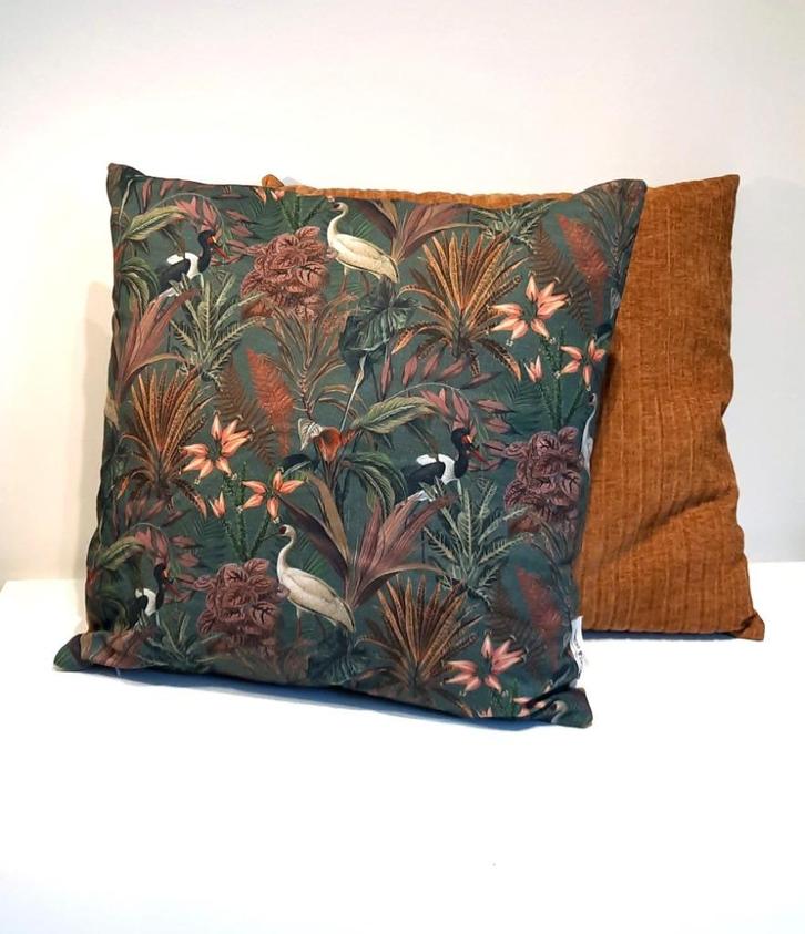 Sierkussen | safari print | groen bruin velour 50x50cm, Huis en Inrichting, Woonaccessoires | Kussens, Nieuw, Groen, Vierkant