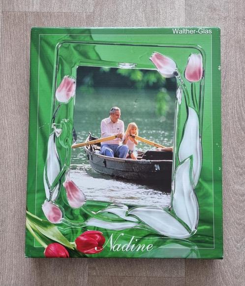 Fotolijst van geslepen glas met tulpen, Audio, Tv en Foto, Fotografie | Fotolijsten, Nieuw, Ophalen of Verzenden