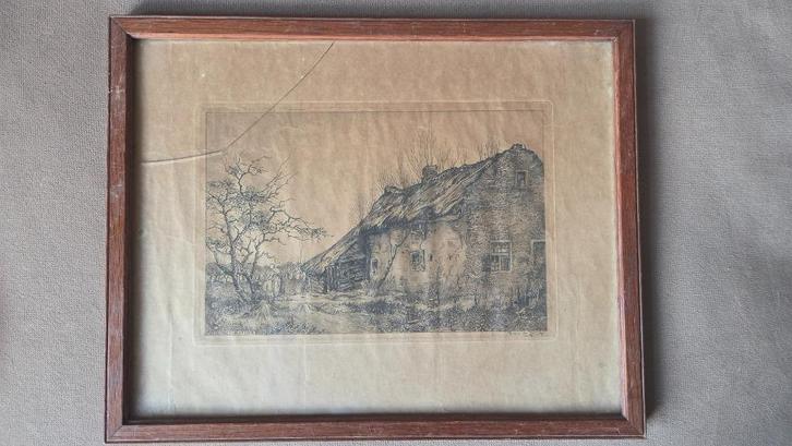 Ets/gravure A.J. de Jong (1879-1978), Antiek en Kunst, Kunst | Etsen en Gravures, Ophalen of Verzenden