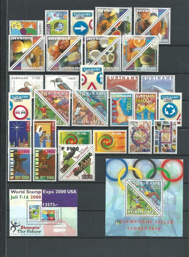 Suriname 2000, complete jaargang, Postfris., Postzegels en Munten, Postzegels | Suriname, Postfris, Verzenden