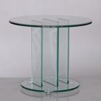 ✅ BIJZETTAFEL met lectuurbak helder glas ca. 1980, 45 tot 60 cm, Minder dan 55 cm, Gebruikt, Minimalisme