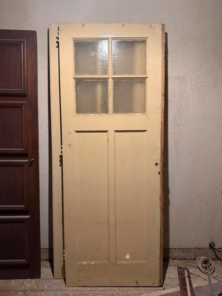 Antieke openslaande deuren set (twee paneeldeuren), Doe-het-zelf en Verbouw, Deuren en Horren, Gebruikt, Binnendeur, 200 tot 215 cm