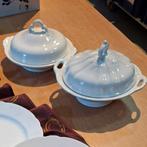 2 vintage dekschalen + deksels P. Regout +Société Ceramique, Ophalen