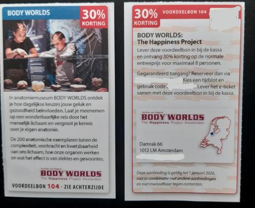 BODY WORLDS: THE HAPPINESS PROJECT 30% korting., Tickets en Kaartjes, Kortingen en Cadeaubonnen