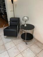 Topform fauteuil zwart leer ZGAN, Huis en Inrichting, Fauteuils, Ophalen, Minder dan 75 cm, Leer, Zo goed als nieuw