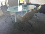 Mooie ovale glazen vergadertafel / eettafel, Huis en Inrichting, Ophalen, Gebruikt, 100 tot 150 cm, 200 cm of meer