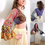 Zijden patchwork wikkeltopje rushes mouwen S, M, L, XL Boho, Maat 38/40 (M), Overige kleuren, Nieuw, Ophalen of Verzenden