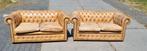 2 stoere oude antieke Chesterfield banken + GRATIS BEZORGING, Huis en Inrichting, Chesterfield, Rechte bank, Gebruikt, Leer