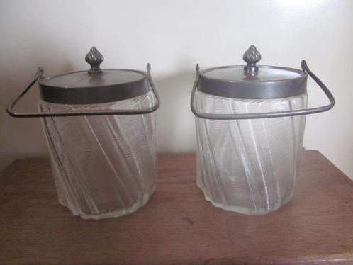 Antieke koekjespot Fries draadglas art deco, Antiek en Kunst, Antiek | Glas en Kristal, Ophalen of Verzenden