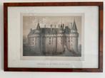 Twee antieke kaders met litho van kastelen, Antiek en Kunst, Ophalen of Verzenden