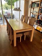 Eetkamertafel met 6 Lloyd Loom stoelen, Huis en Inrichting, Tafels | Eettafels, Ophalen, Gebruikt, Eikenhout, 50 tot 100 cm