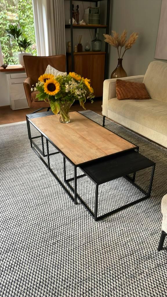 Set van 3 industriële salontafels, Huis en Inrichting, Tafels | Salontafels, Zo goed als nieuw, Minder dan 50 cm, 50 tot 100 cm