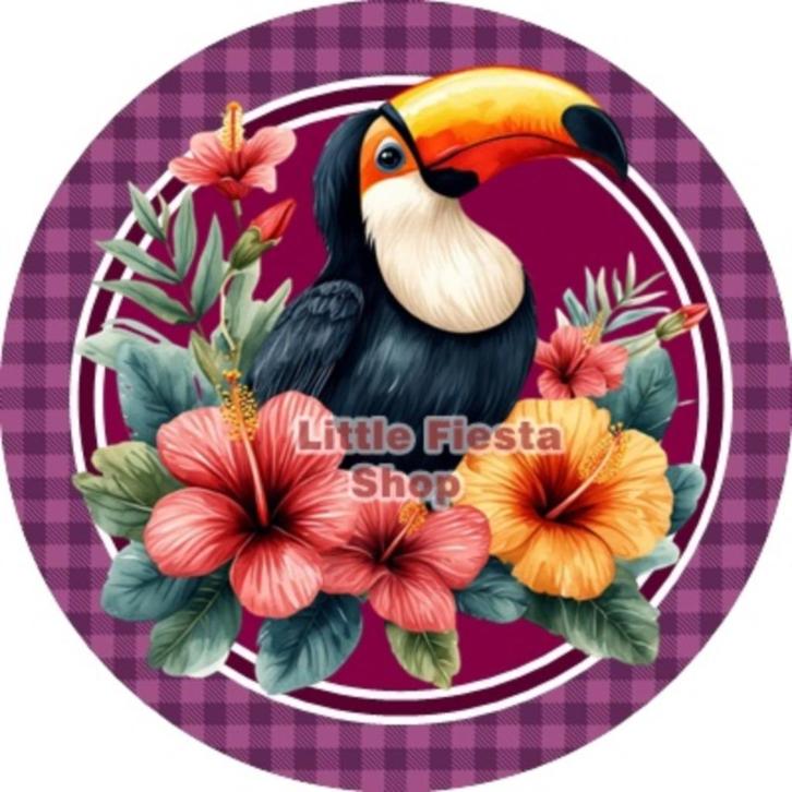 LF9005 icing frosting tucan 20cm eetbare taart plaat print, Hobby en Vrije tijd, Taarten en Cupcakes maken, Nieuw, Versiering