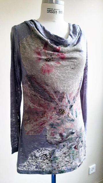NIEUW, GEISHA dun paars/grijs/groen zomers T-shirt, mt S beschikbaar voor biedingen