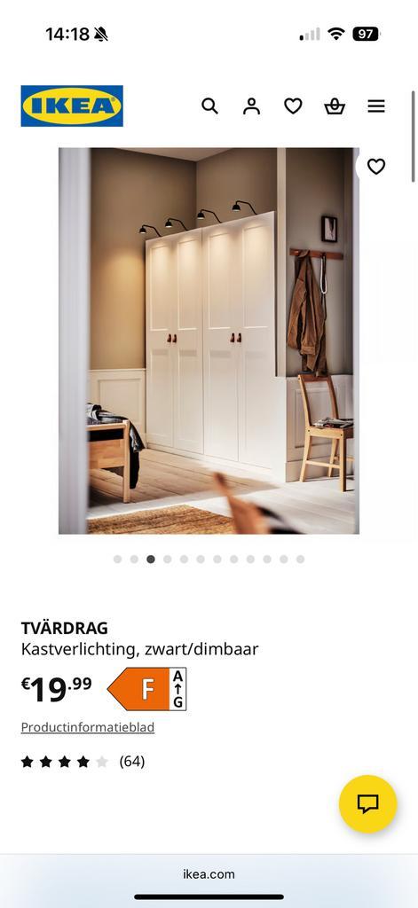 Set-Kastverlichting Ikea + draadloze dimmer/driver (NIEUW!!), Huis en Inrichting, Kasten | Kledingkasten, Zo goed als nieuw, Minder dan 100 cm