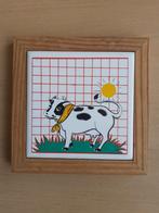 Vintage Tegeltje met Koe in Houten Lijst, Ophalen of Verzenden