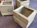 Bloembakken, plantenbakken van geïmpregneerd tuinhout, Vierkant, Nieuw, Hout, Tuin