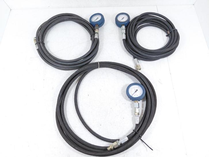 3 stk. Manometer 0-15 bar voorzien van ca. 5m. slang., Doe-het-zelf en Verbouw, Meetapparatuur, Gebruikt, Druk, Ophalen of Verzenden