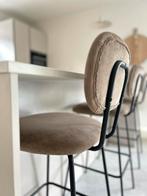 Taupe barkrukken 3 stuks, Huis en Inrichting, Barkrukken, Ophalen, Zo goed als nieuw, 60 tot 90 cm