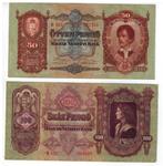 Hongarije, 50 & 100 forint 1930, Postzegels en Munten, Bankbiljetten | Europa | Niet-Eurobiljetten, Verzenden, Hongarije