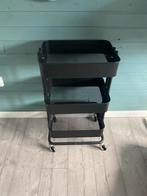 Zwarte Rolwagen met 3 Lagen, Huis en Inrichting, Kasten | Stellingkasten, Ophalen, Zo goed als nieuw
