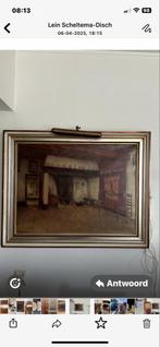 Klassiek Interieur Schilderij met Open Haard en Lijst, Ophalen of Verzenden