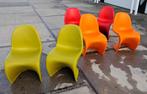 6 Originele Vitra Verner Panton stoelen rood oranje groen, Huis en Inrichting, Stoelen, Ophalen, Kunststof, Gebruikt, Overige kleuren