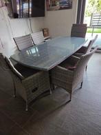 7-delige rotan tuinmeubelset, Huis en Inrichting, Tafels | Eettafels, Ophalen, Overige materialen, 50 tot 100 cm, Zo goed als nieuw