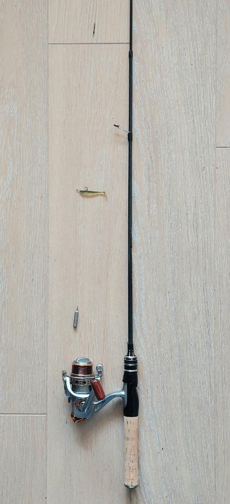 Baars/dropshot hengel met molen compleet en visklaar € 48,00, Watersport en Boten, Hengelsport | Roofvissen, Nieuw, Werphengel