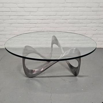 Duits glazen koffietafel ‘Snake’ Knut Hesterberg. Diam. 110 beschikbaar voor biedingen
