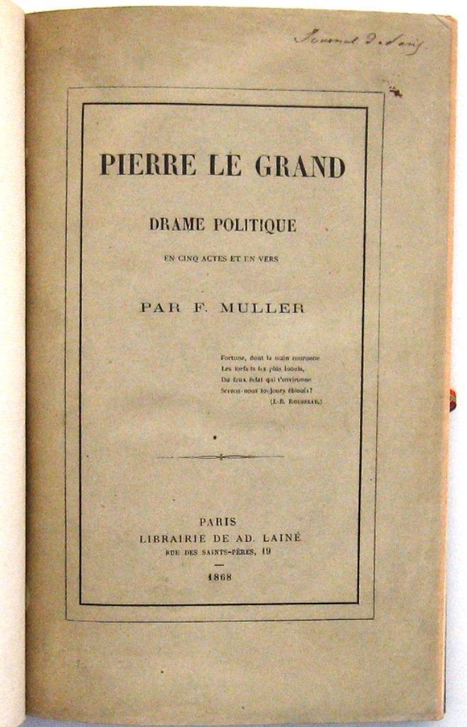 Pierre le Grand 1868 Muller - Gesigneerd Drama Rusland, Antiek en Kunst, Antiek | Boeken en Bijbels, Ophalen of Verzenden