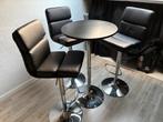 Bar tafel met 3 stoelen zwart, Huis en Inrichting, Ophalen, Zo goed als nieuw, Inclusief barstoelen