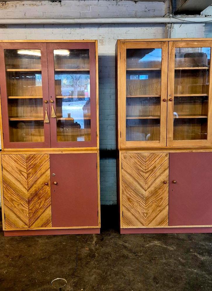 Vintage Schoolkast | Midcentury Boekenkast | Wandkast, Huis en Inrichting, Kasten | Boekenkasten, Gebruikt, 100 tot 150 cm, 150 tot 200 cm