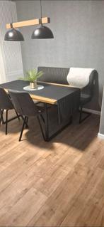 Complete Eetkamerset - Tafel, Bankje & Stoelen - Z.G.A.N., Overige typen, Grijs, Ophalen of Verzenden, Zo goed als nieuw