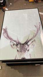 Glasschilderij met lijst 80x120 Reindeer, Ophalen of Verzenden