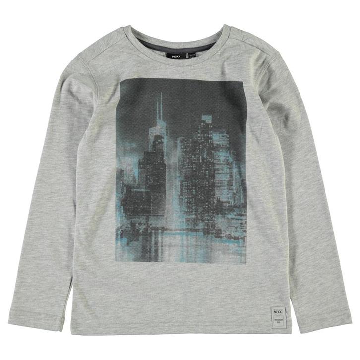 MEXX grijs longsleeve shirt Skyline lichtgrijs maat 14 164, Kinderen en Baby's, Kinderkleding | Maat 164, Zo goed als nieuw, Jongen
